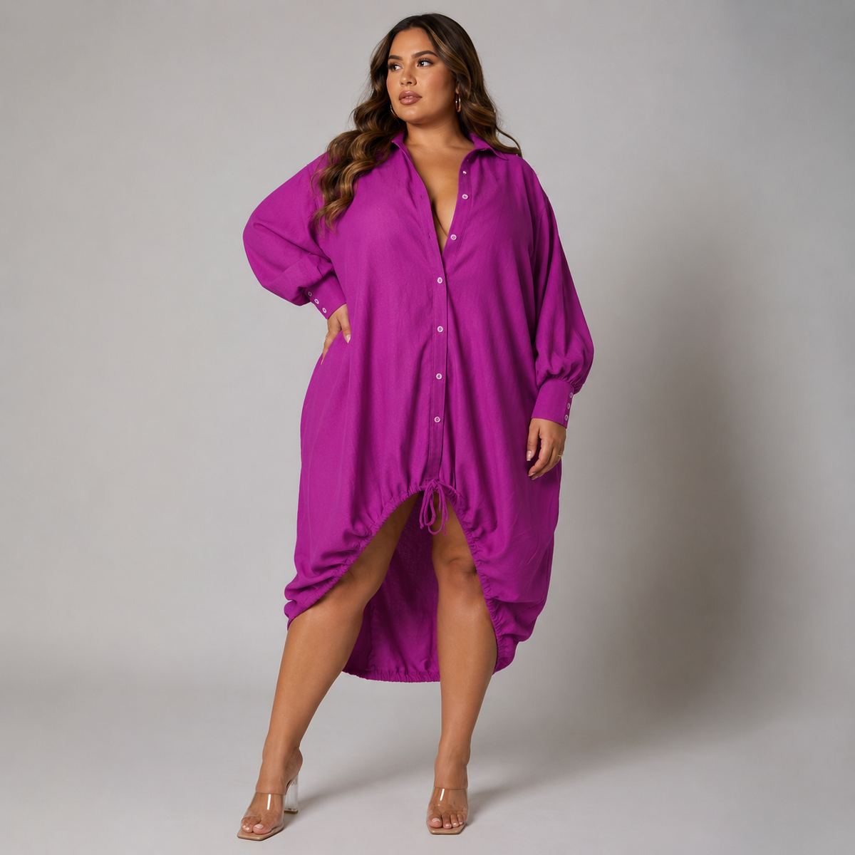 Vibonanza | Plus-Size Jurk Lange Mouwen Patchwork