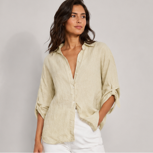 Vibonanza | Damesblouse Linnen Driekwart Mouw