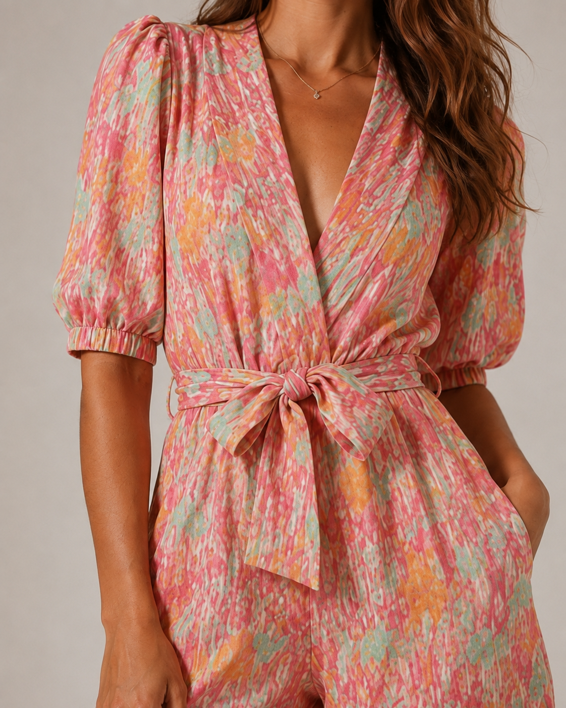 Vibonanza | Zomerse Jumpsuit V-Hals Met Strikceintuur