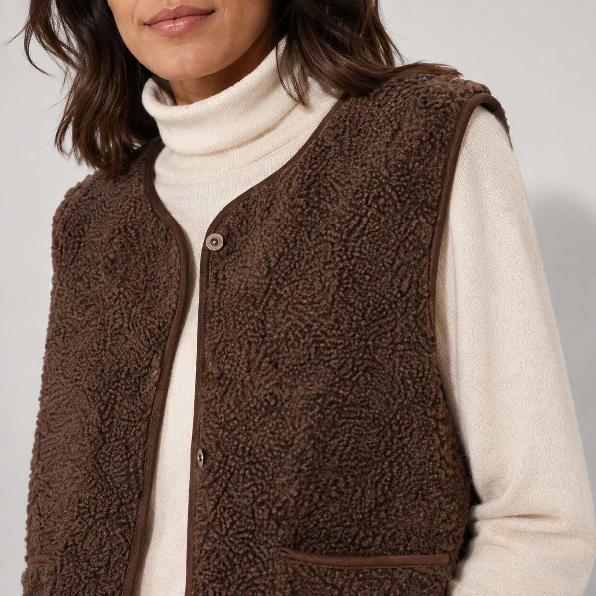 Vibonanza | Mouwloos Dames Fleecevest Bruin