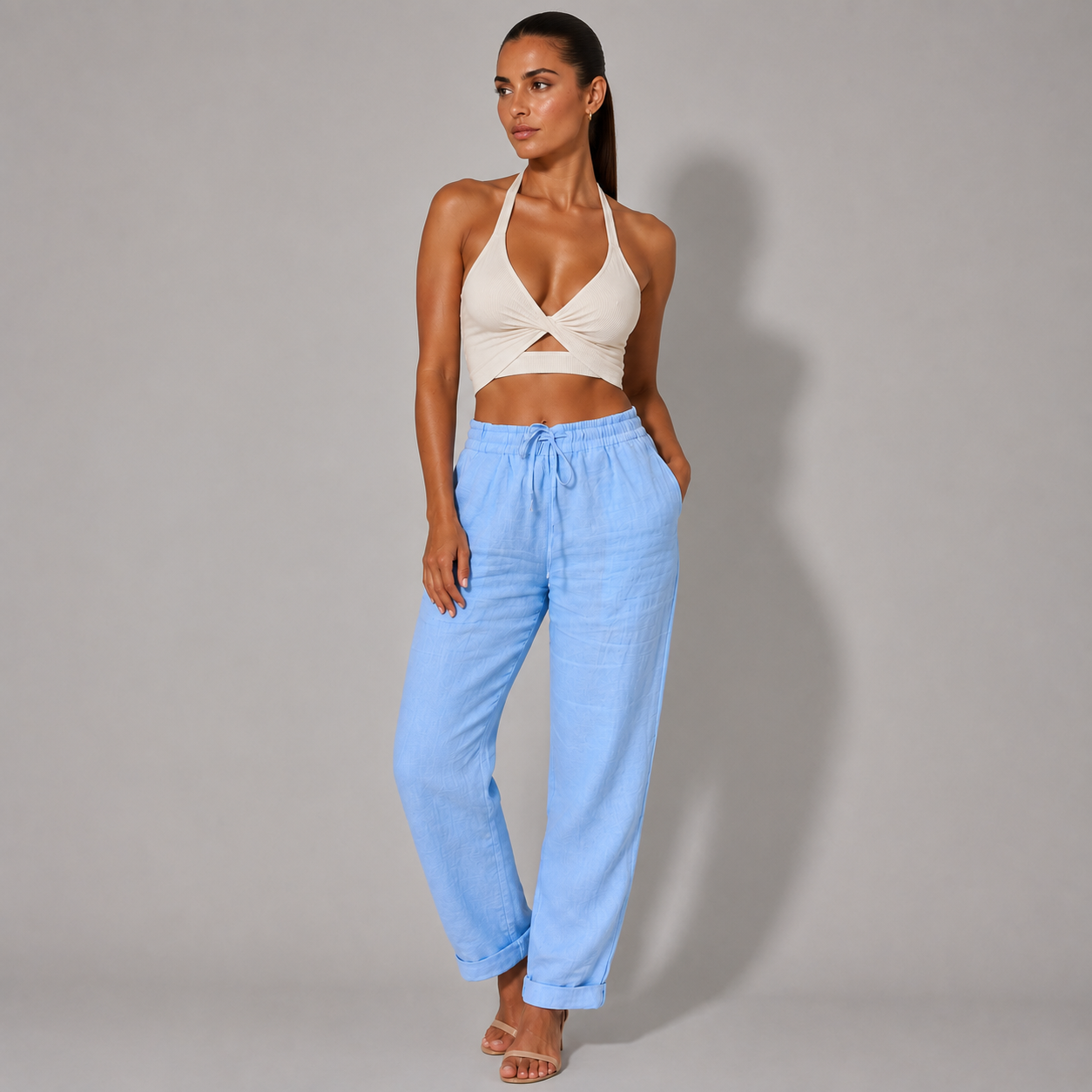 Vibonanza | Broek met Elastische Taille en Strikkoord