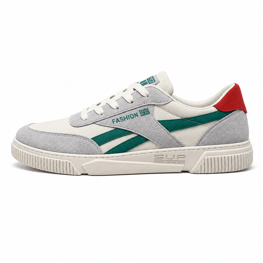 Vibonanza | Heren Sneakers Beige met Rode Strepen