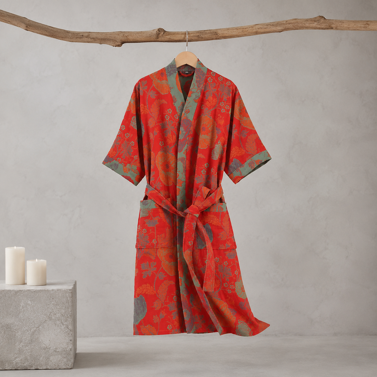 Vibonanza | Katoenen Kimono Badjas Ginkgo Print