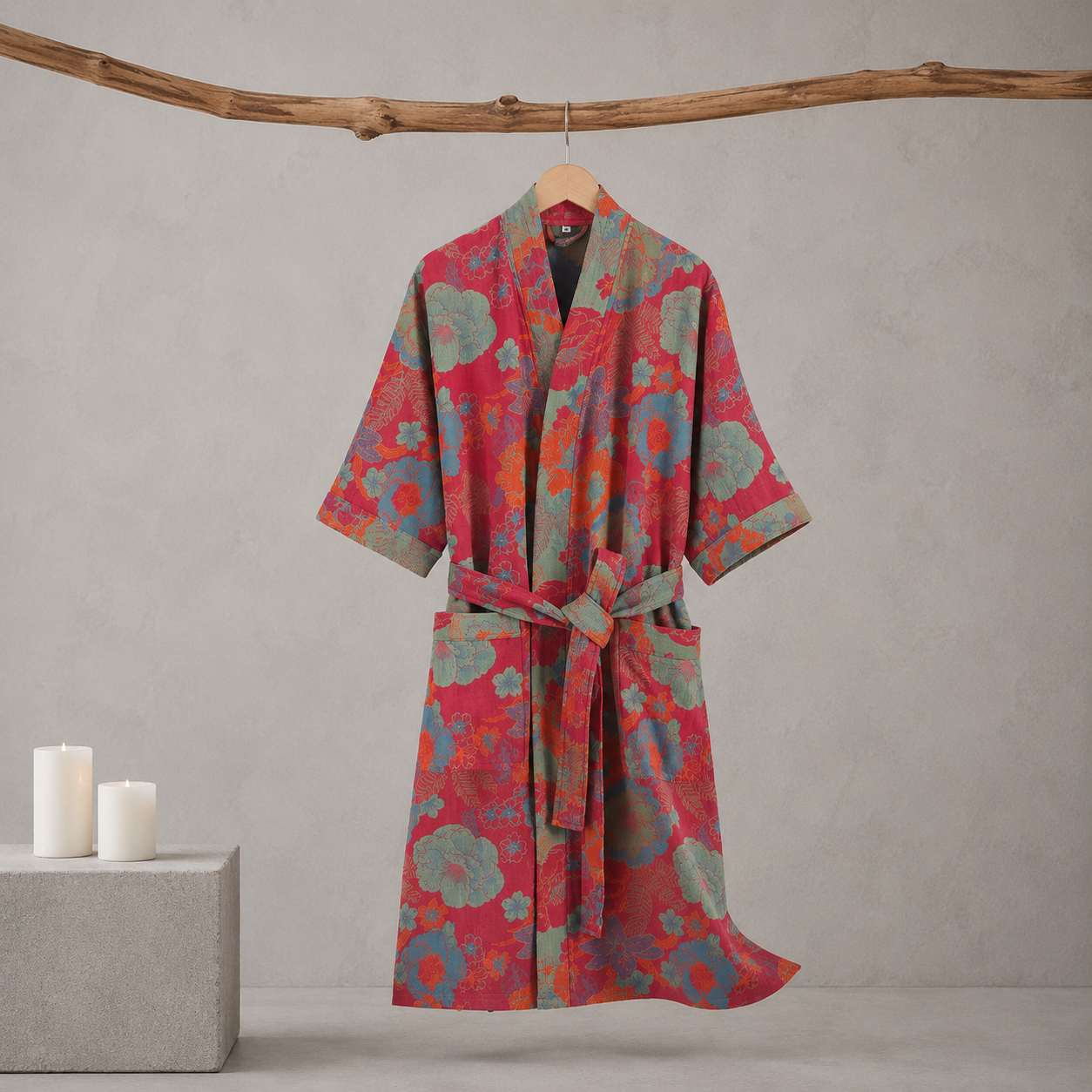 Vibonanza | Katoenen Kimono Badjas Ginkgo Print