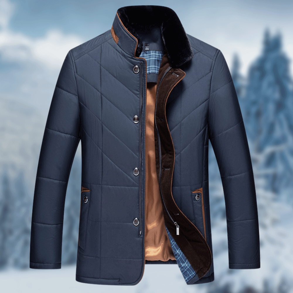 Vibonanza | Stijlvolle Gewatteerde Herenwinterjas Navy Blauw