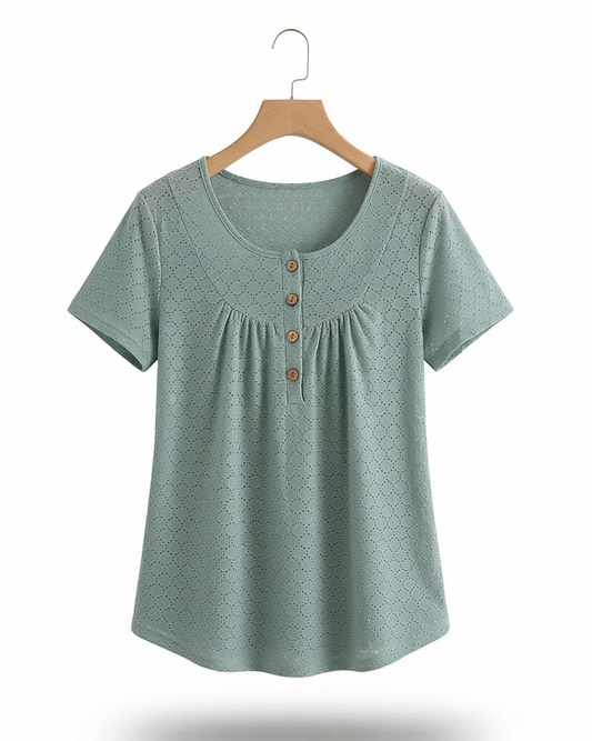 Vibonanza | Damesblouse Katoen Korte Mouw Met Print