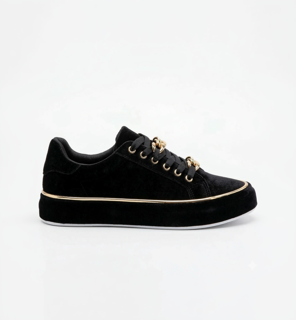 Vibonanza | Dames Sneakers Zwart Wit Goud