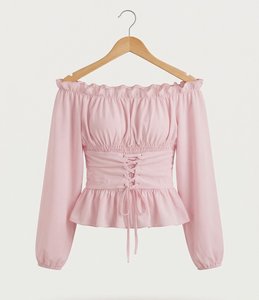 Vibonanza | Dames Off-Shoulder Blouse met Lange Mouwen