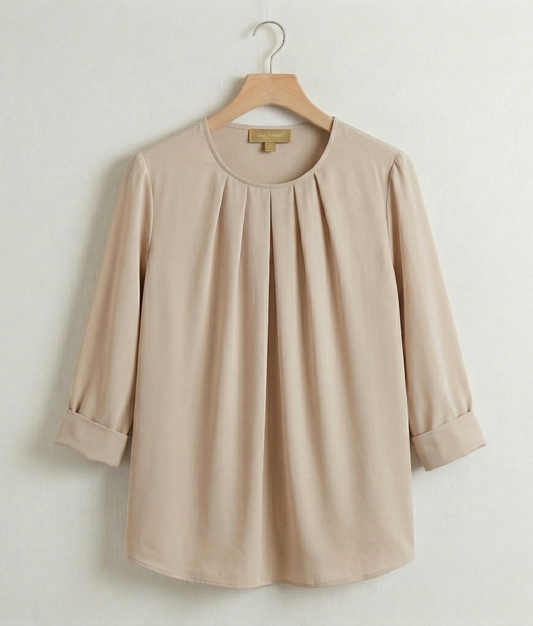 Vibonanza | Damesblouse Driekwart Mouwen Beige