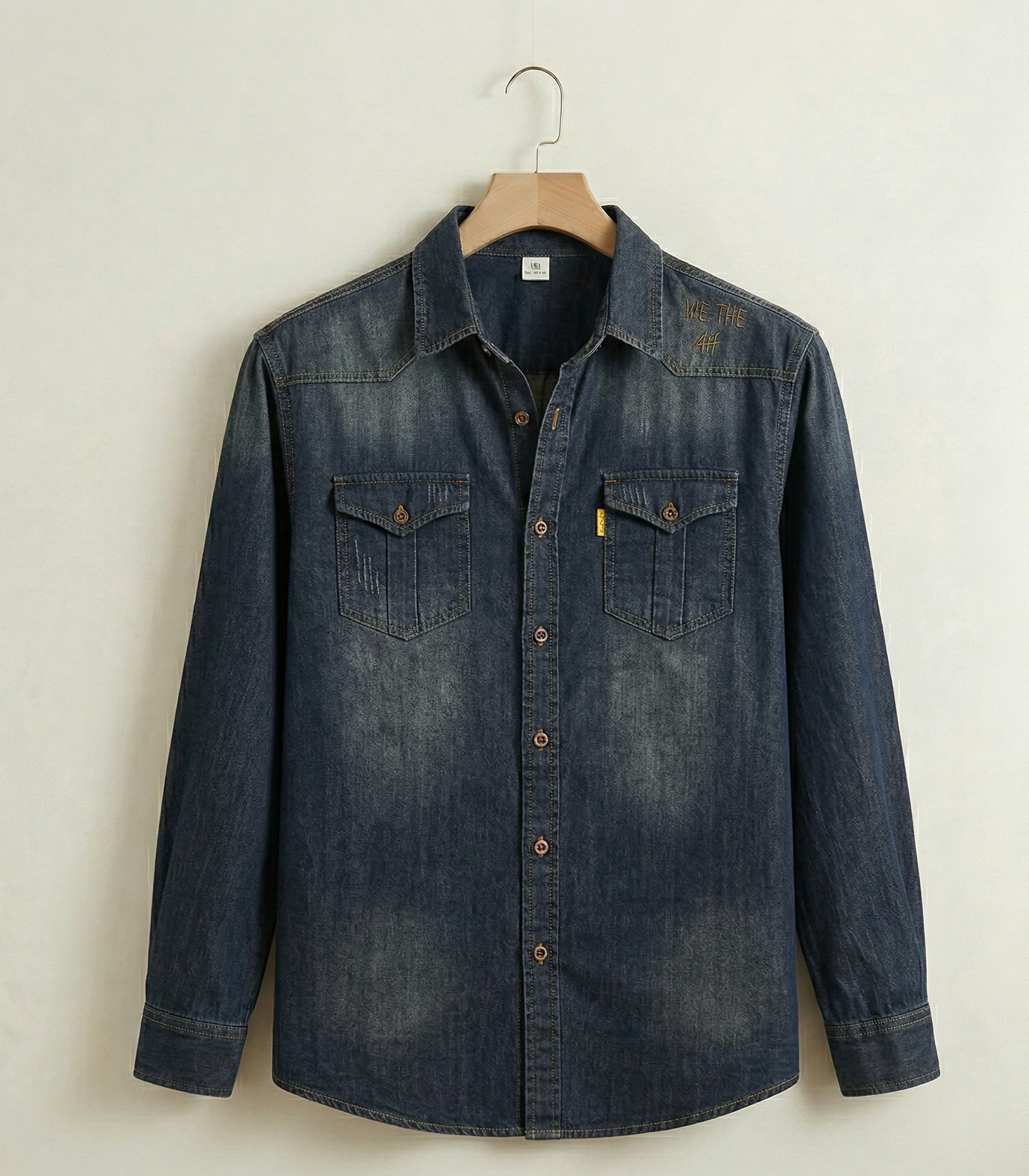 Vibonanza | Heren Denim Overhemd Vintage Wassing