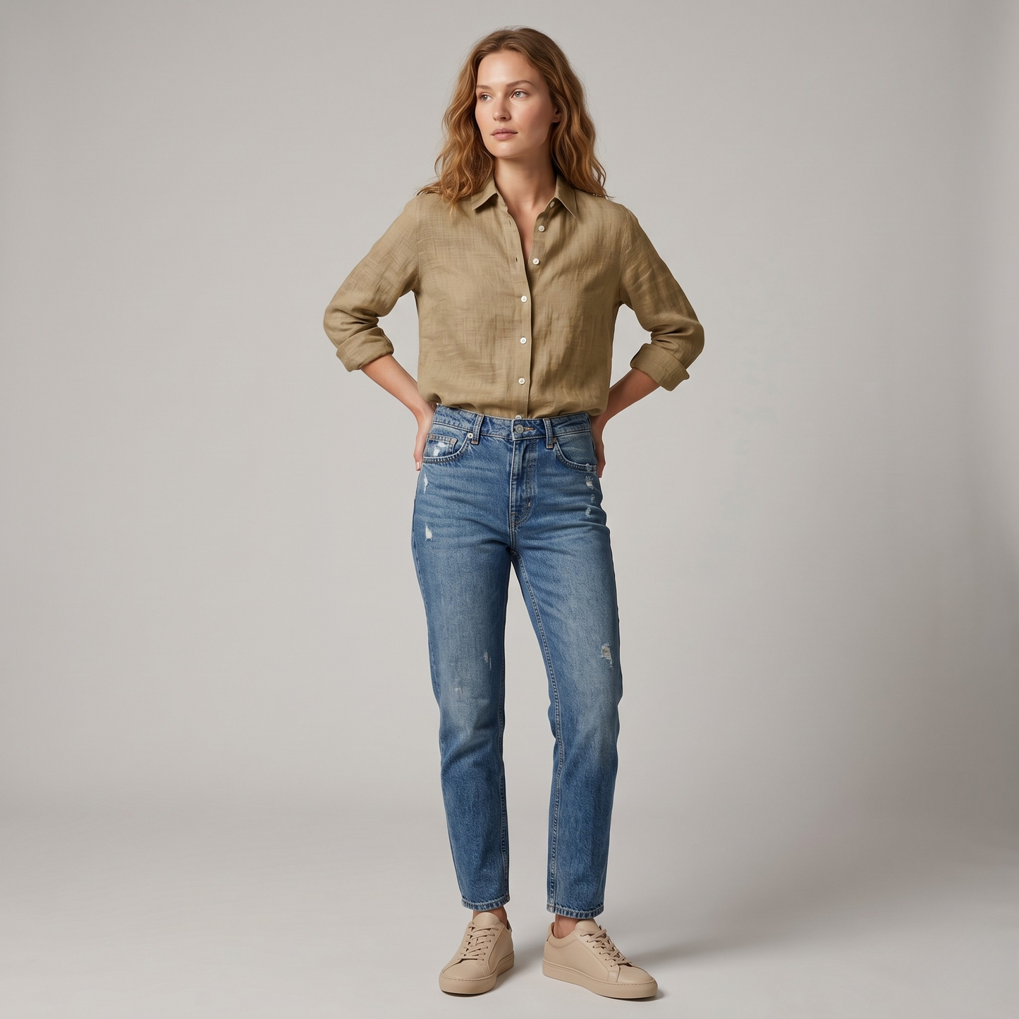 Vibonanza | Elegante Lange Mouw Damesblouse Katoen-Linnen