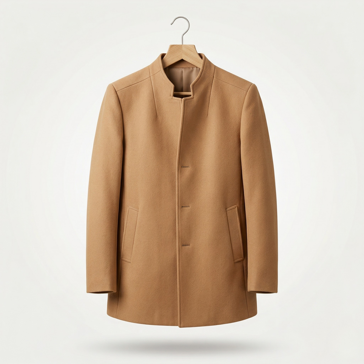 Vibonanza | Heren Wolmantel Camel Tweedstijl