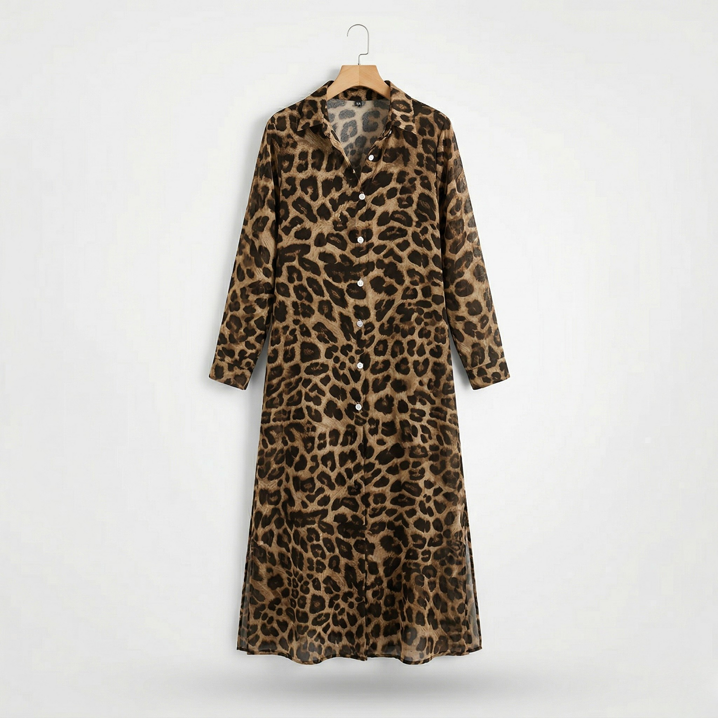 Vibonanza | Enkellange Jurk Luipaardprint Lange Mouwen