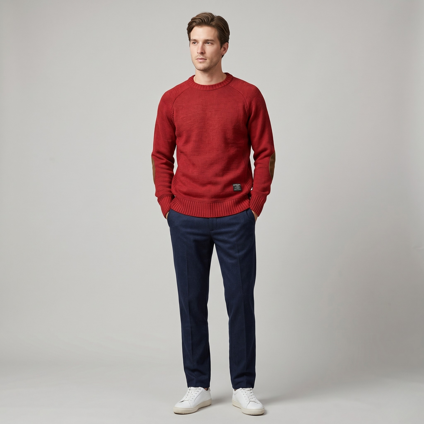 Vibonanza | Heren Wintertrui met Leren Elleboog Patches