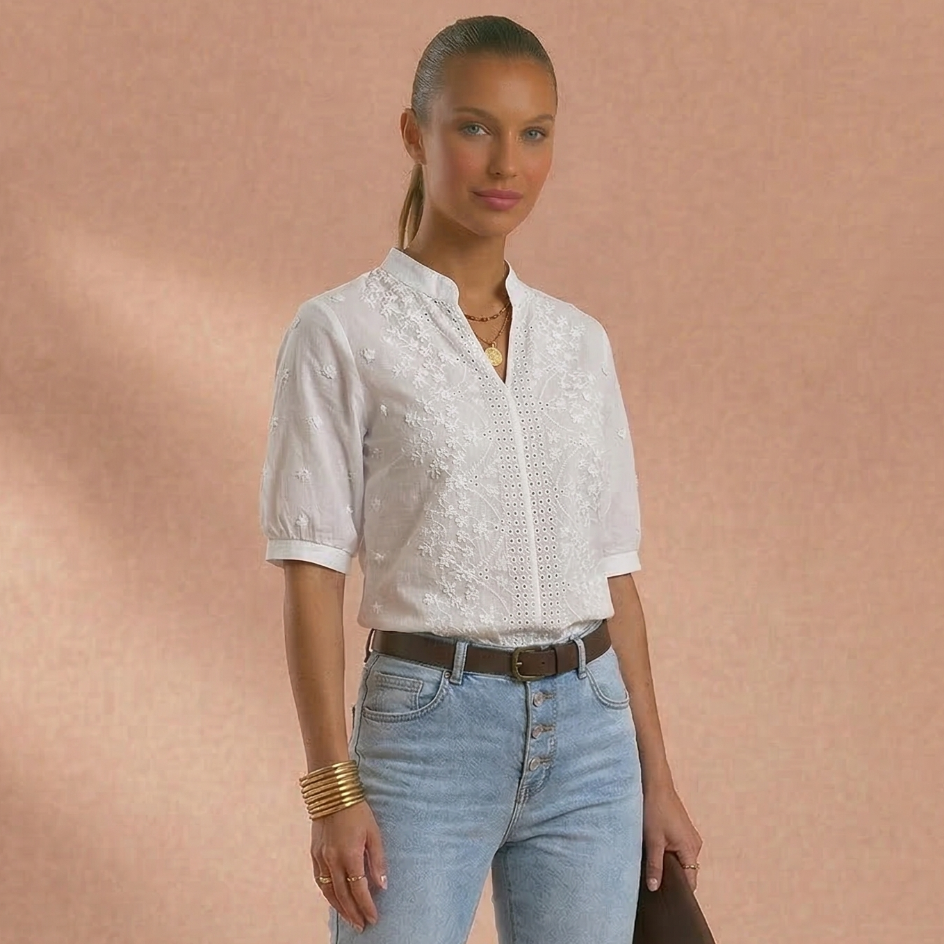 Vibonanza | Elegante Damesblouse Korte Mouw V-hals