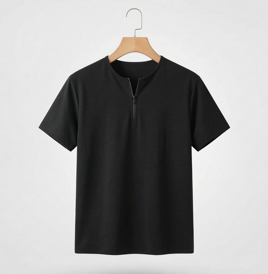 Vibonanza | Herenshirt met Korte Mouw en Ritssluiting