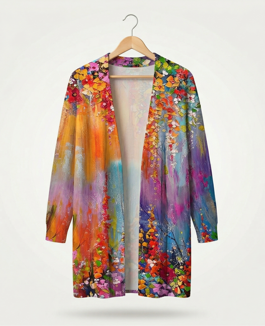Vibonanza | Artistiek Kimono-Style Vest met Bloemenprint
