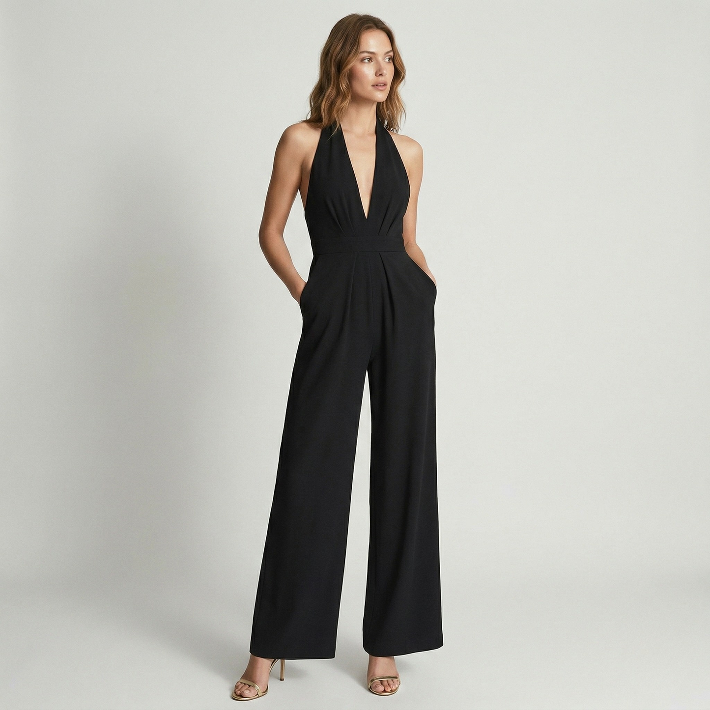 Vibonanza | Dames Mouwloze Jumpsuit met Wijde Pijpen