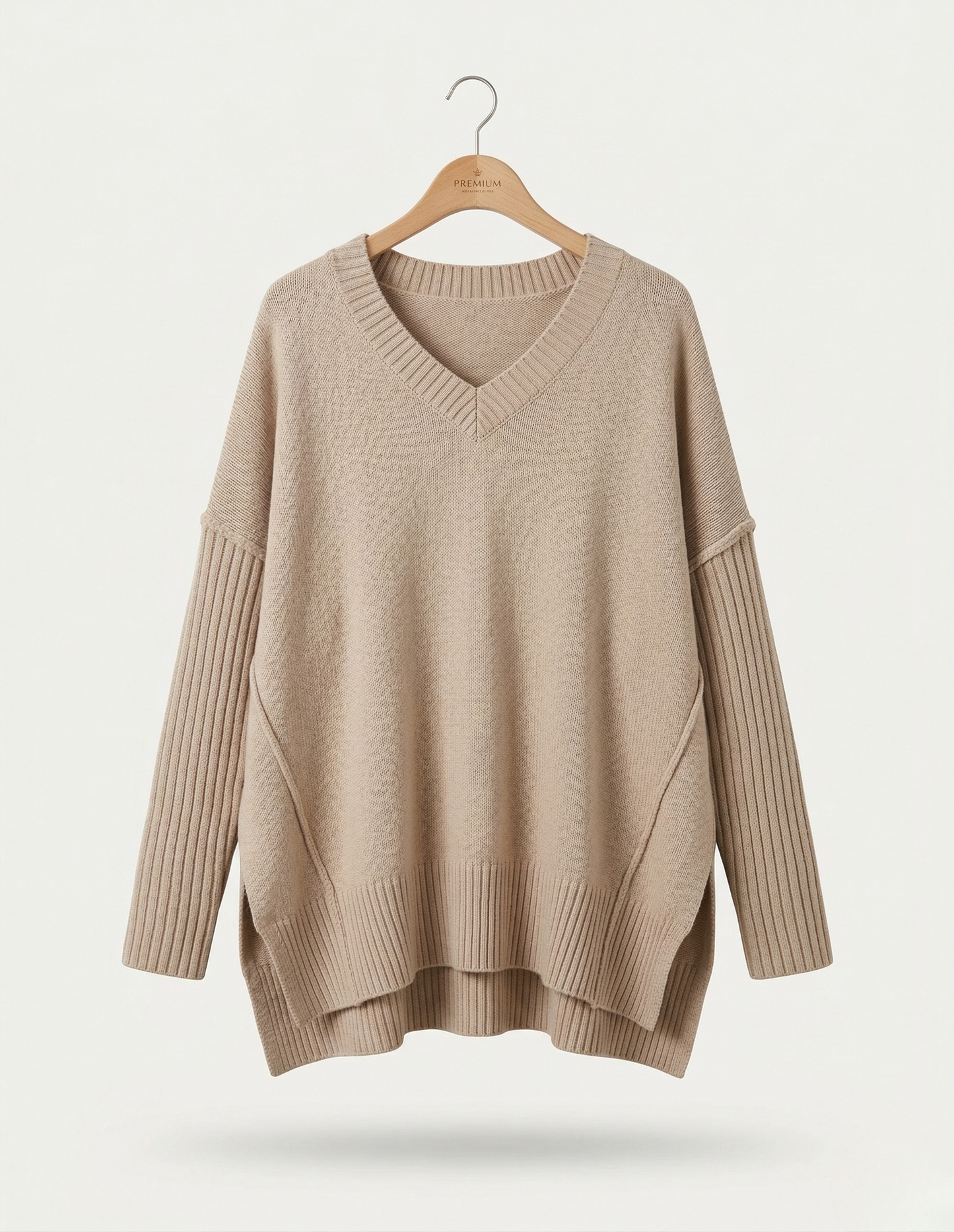 Vibonanza | Oversized Damestrui V-hals Beige