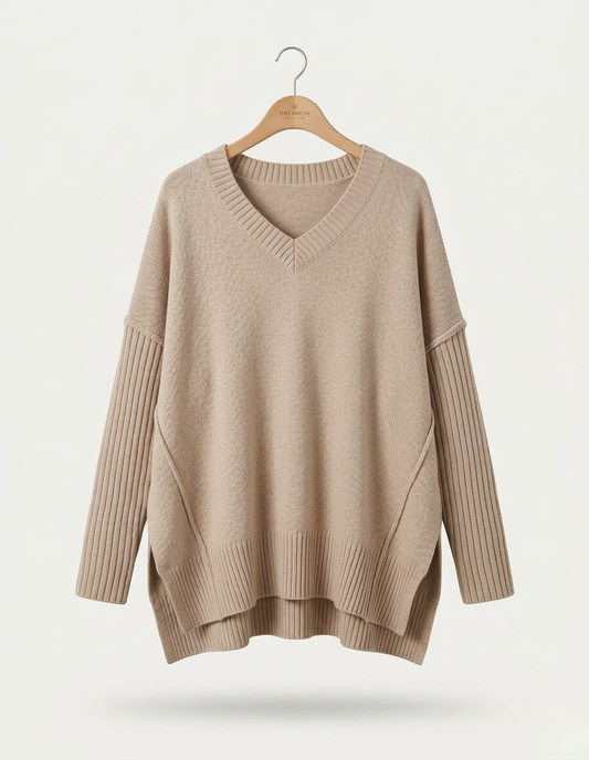 Vibonanza | Oversized Damestrui V-hals Beige