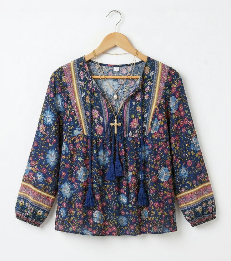 Vibonanza | Bohemian damesblouse met paisleyprint
