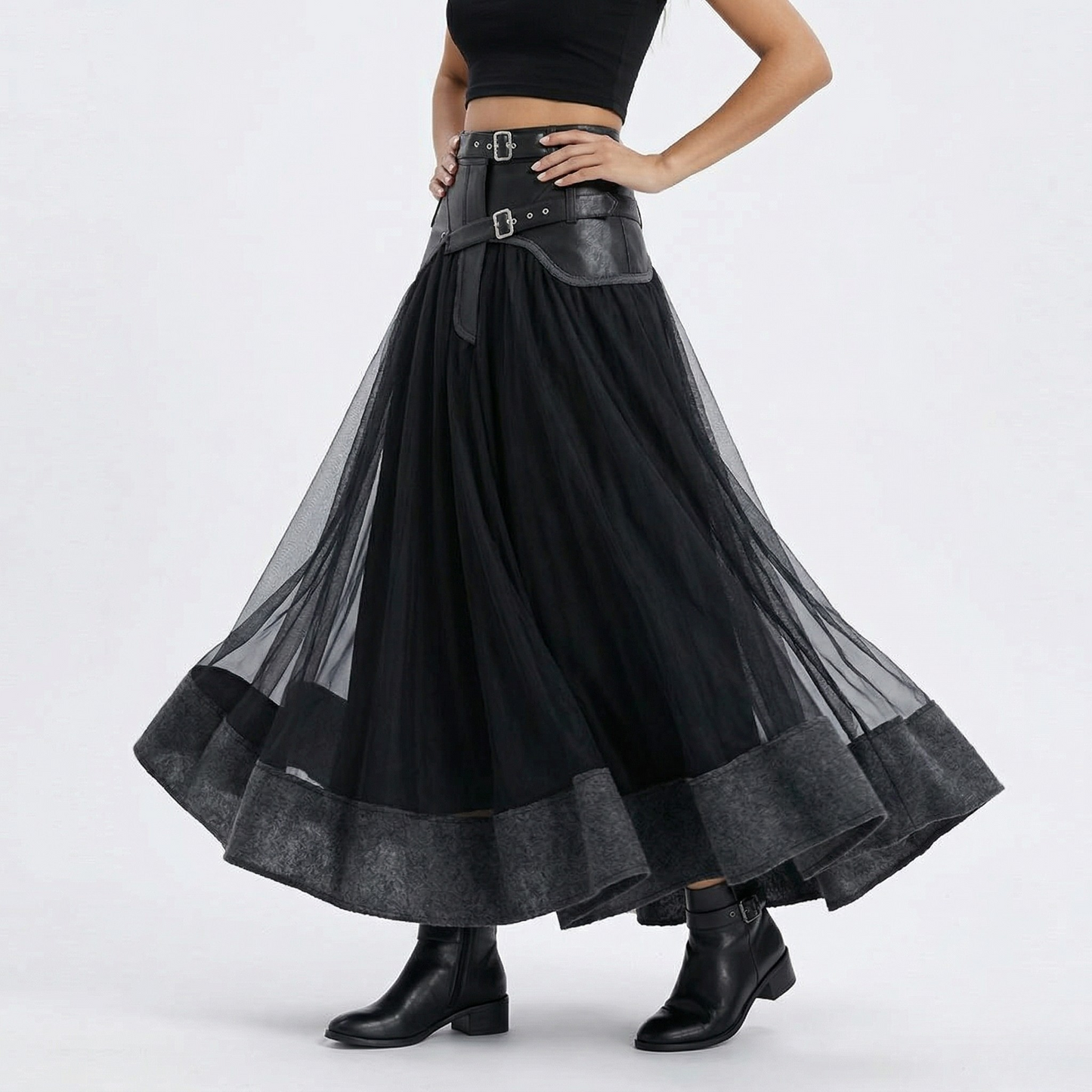 Vibonanza | Maxi Rok Hoge Taille met Plooien