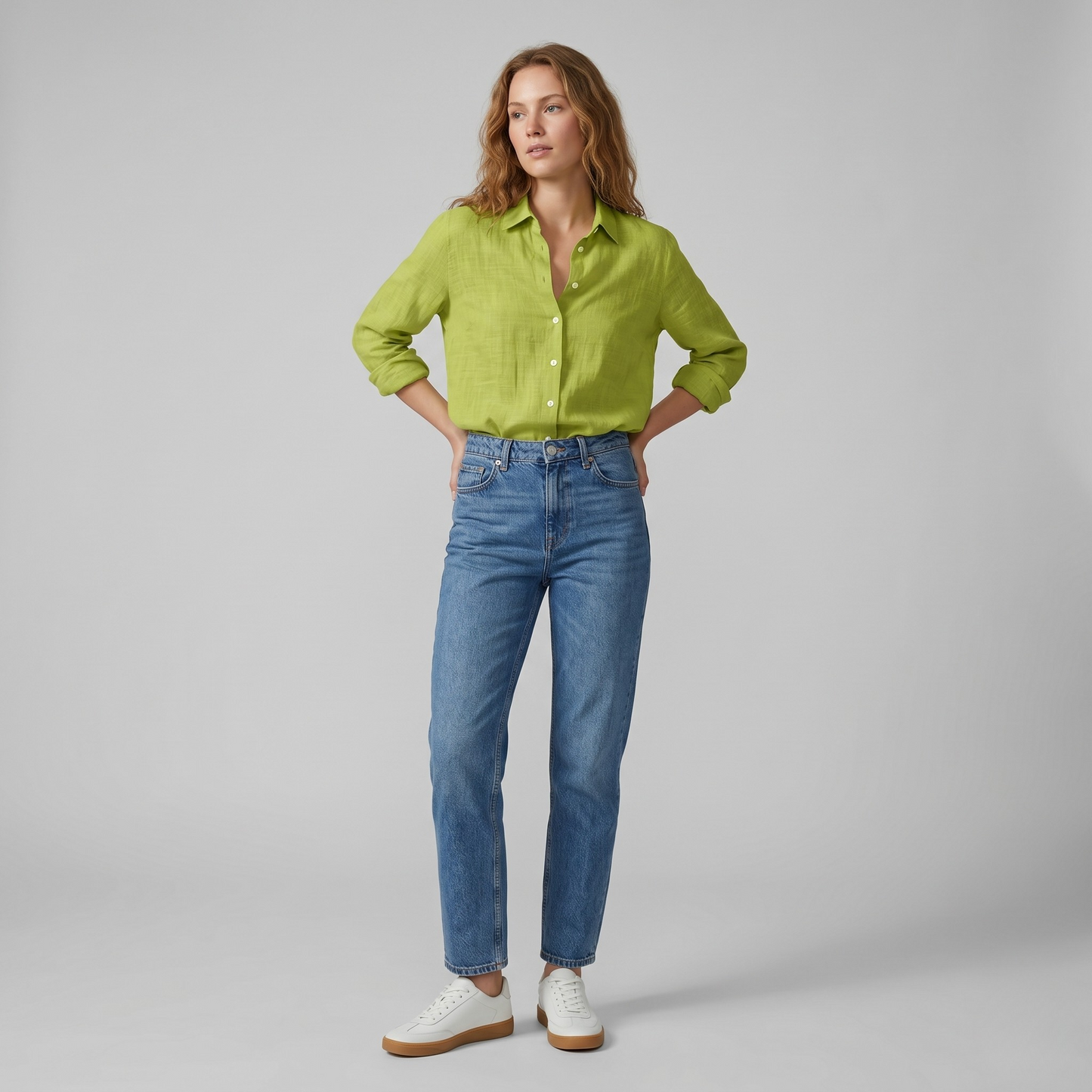 Vibonanza | Elegante Lange Mouw Damesblouse Katoen-Linnen
