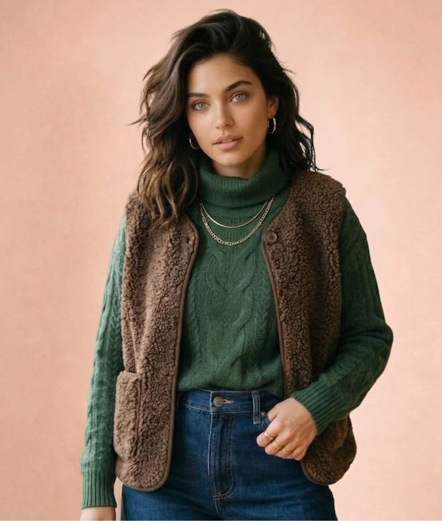 Vibonanza | Mouwloos Dames Fleecevest Bruin