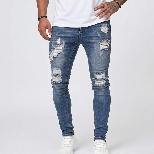 Vibonanza | Heren Skinny Jeans Vintage Washed Denim