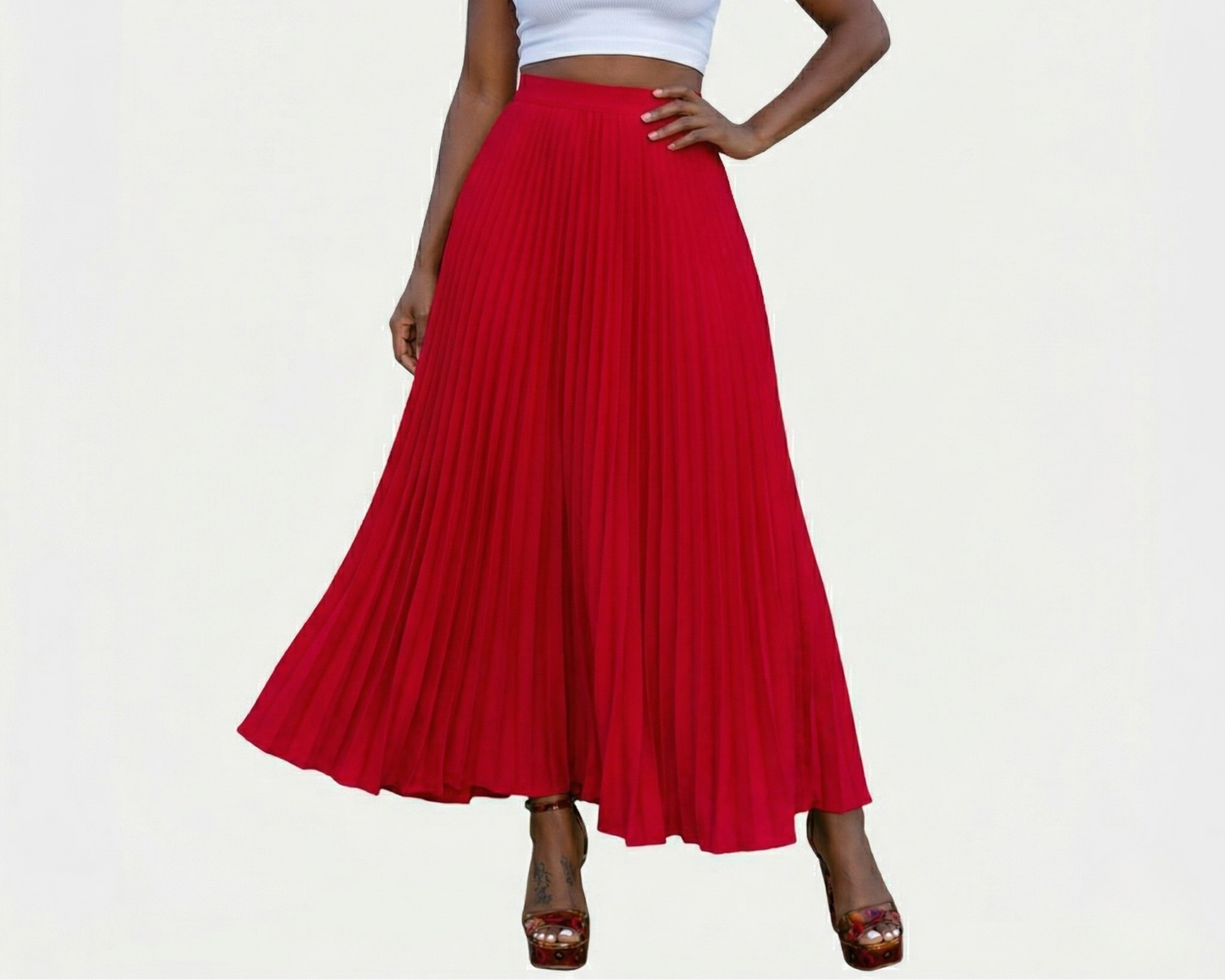 Vibonanza | Geplooide Dames Maxirok met Hoge Taille