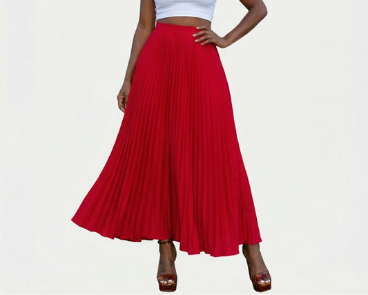 Vibonanza | Geplooide Dames Maxirok met Hoge Taille