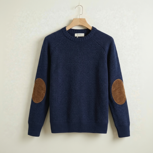 Vibonanza | Heren Wintertrui met Leren Elleboog Patches