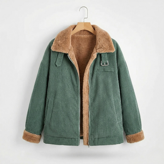 Vibonanza | Dames Oversized Gevoerde Corduroy Winterjas