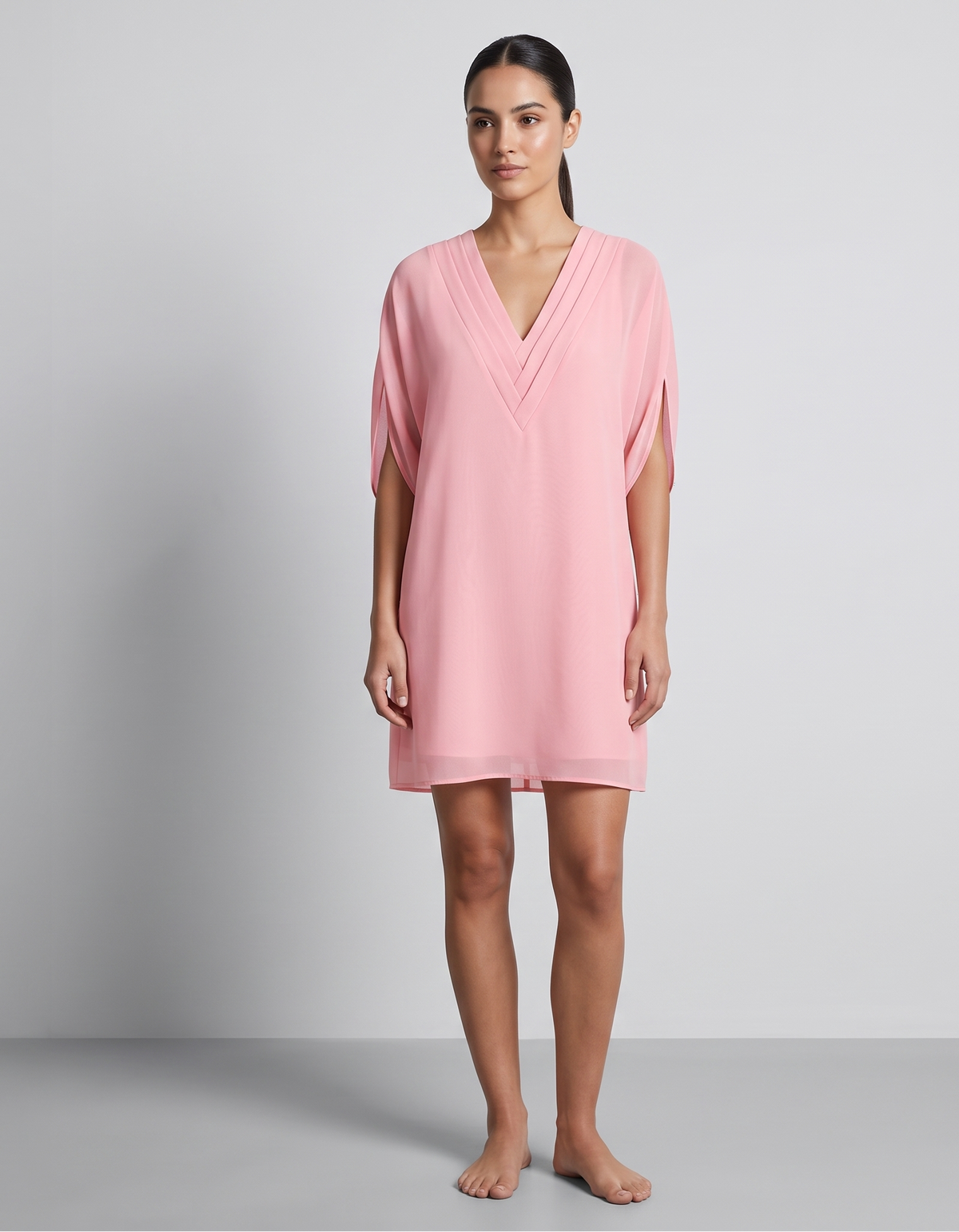 Vibonanza | Elegante Olijfgroene Korte Mouw Jurk