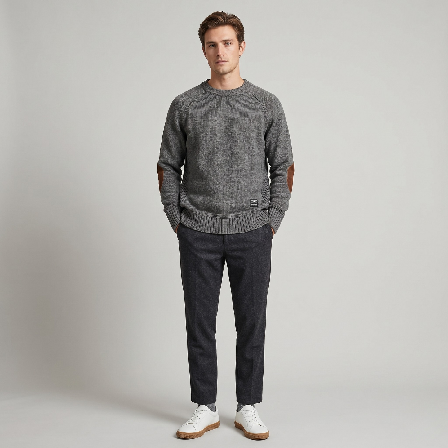 Vibonanza | Heren Wintertrui met Leren Elleboog Patches