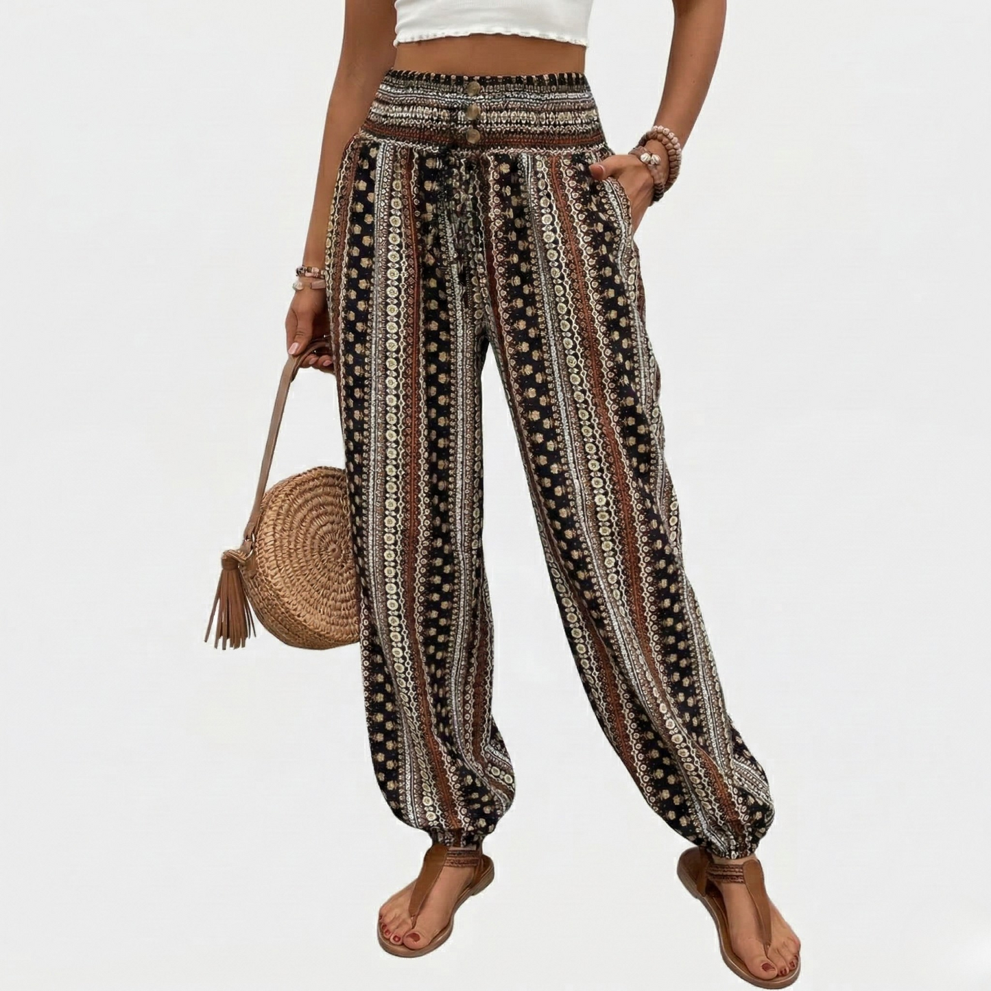 Vibonanza | Boho Hoge Taille Broek Met Wijde Pijpen