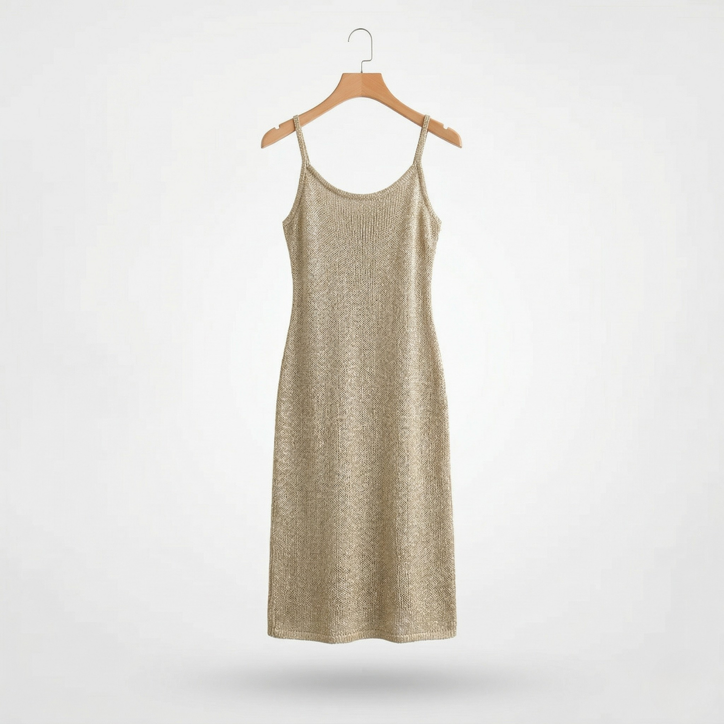 Vibonanza | Elegante Goudkleur Jurk met Verstelbare Bandjes