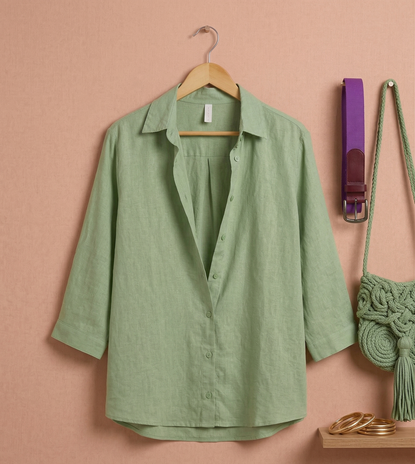 Vibonanza | Damesblouse Linnen Driekwart Mouw