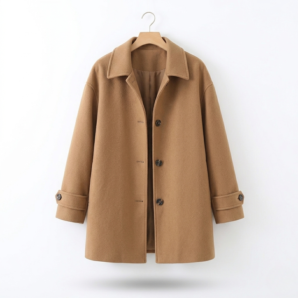 Vibonanza | Dames Camel Trenchcoat Wolmix