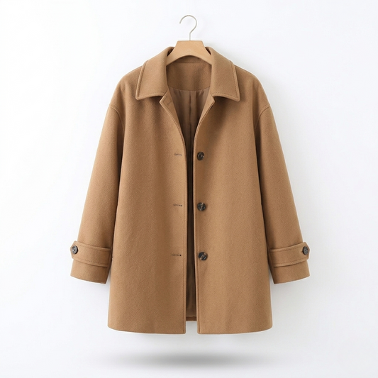 Vibonanza | Dames Camel Trenchcoat Wolmix