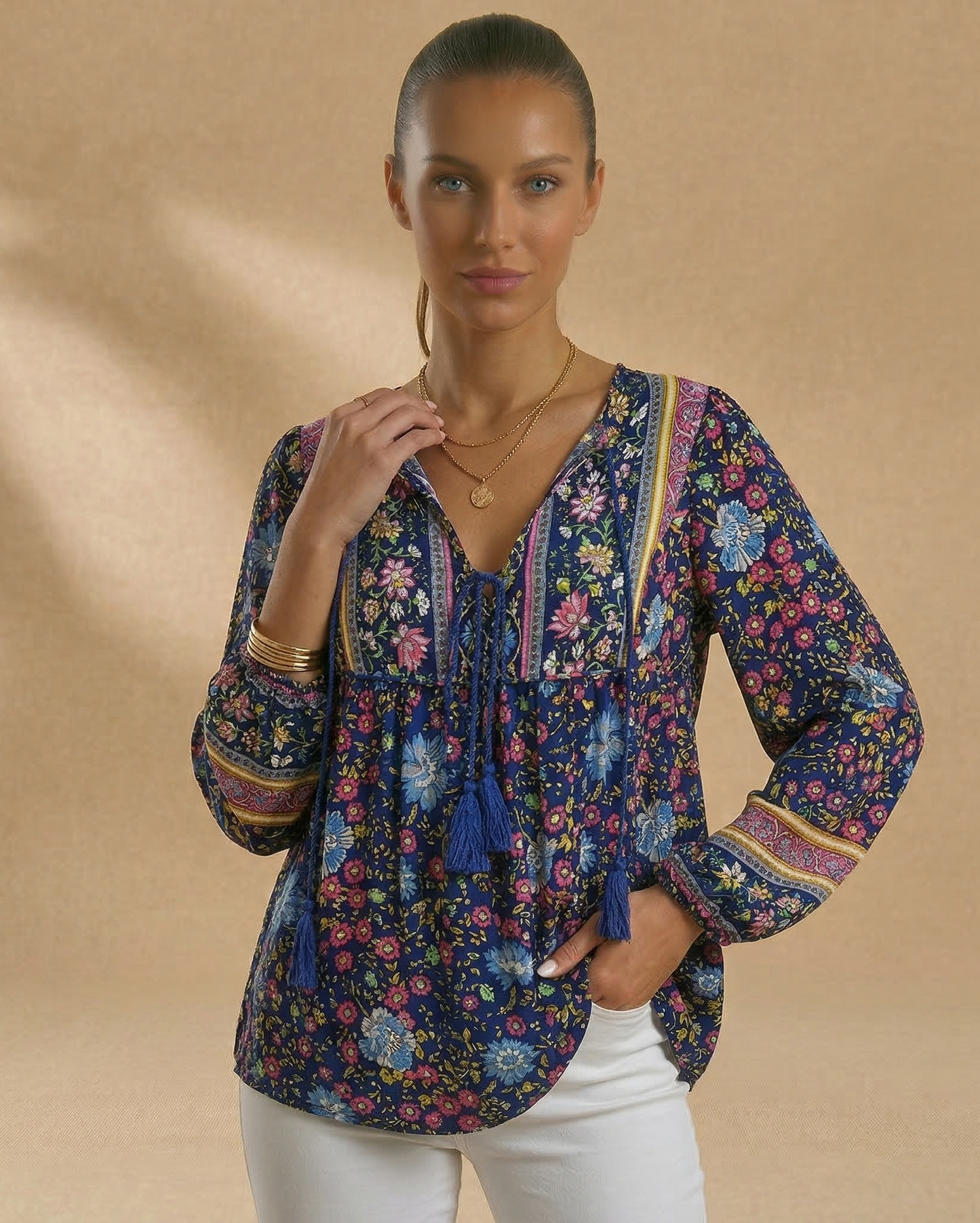 Vibonanza | Bohemian damesblouse met paisleyprint