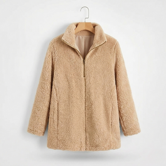 Vibonanza | Dames Lange Winterjas Teddy met Ritssluiting