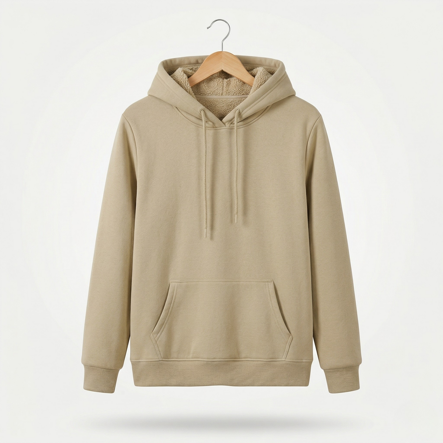Vibonanza | Dames Sherpa Hoodie Beige Fleece Gevoerd