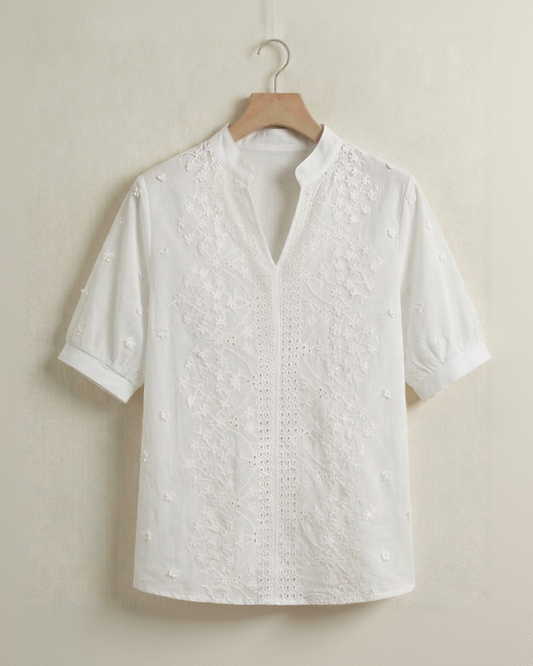 Vibonanza | Elegante Damesblouse Korte Mouw V-hals