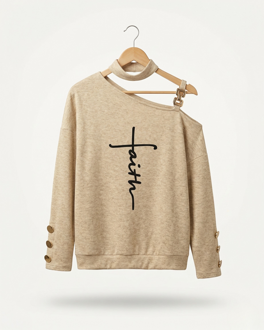 Vibonanza | Off-Shoulder Trui met Gouden Details