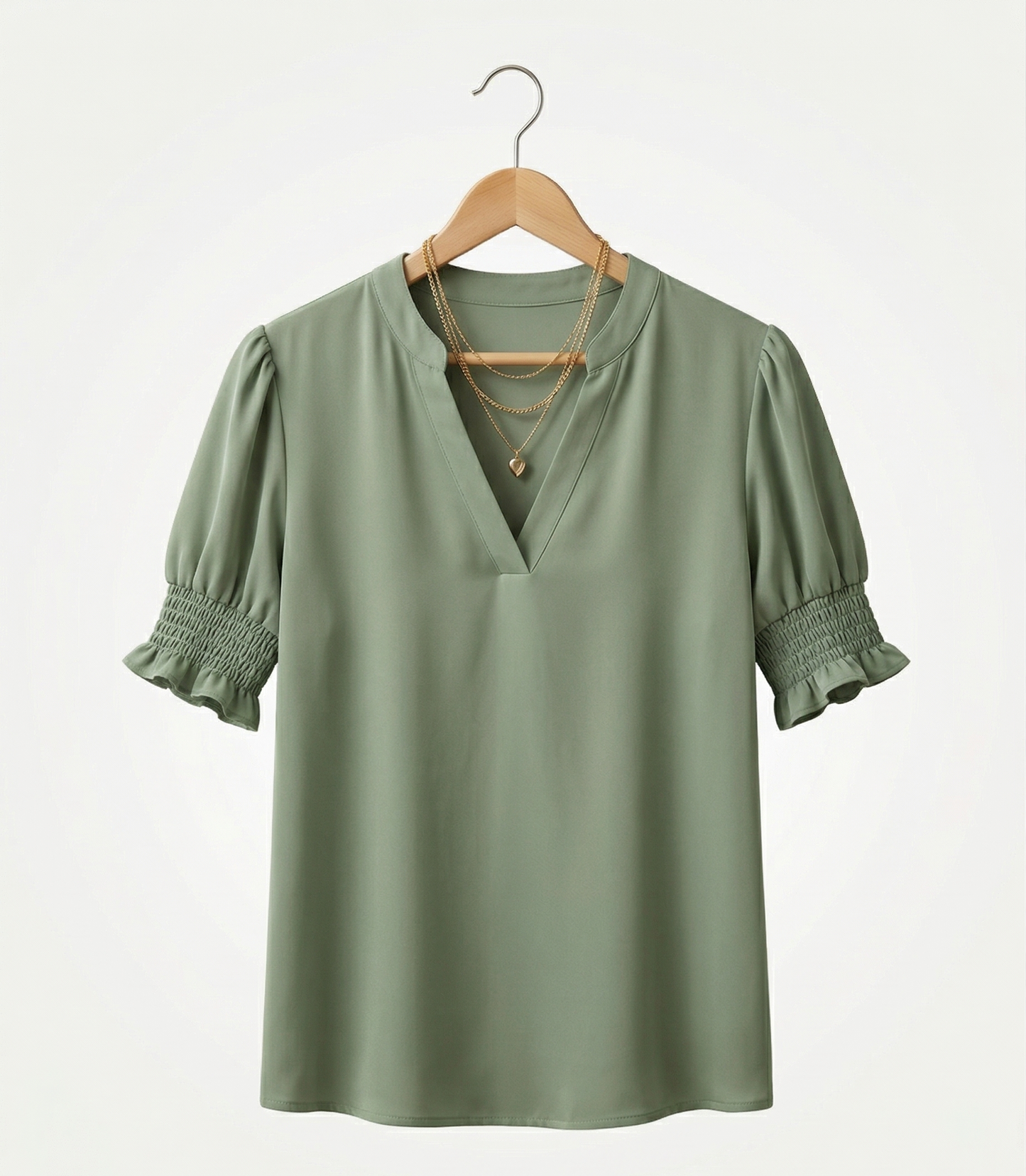 Vibonanza | Damesblouse Korte Mouw V-Hals Chiffon Effen