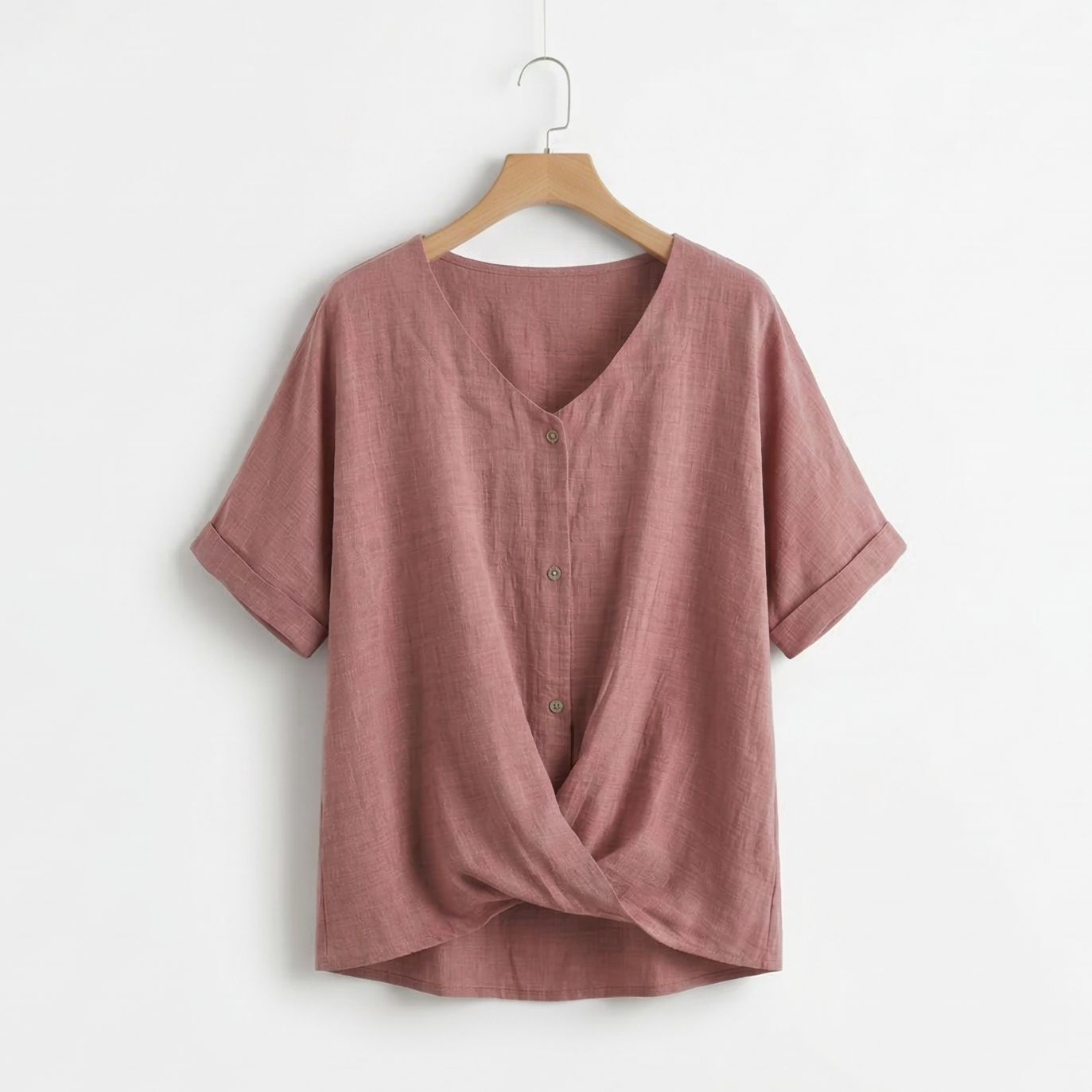 Vibonanza | Dames Linnen Korte Mouw Blouse