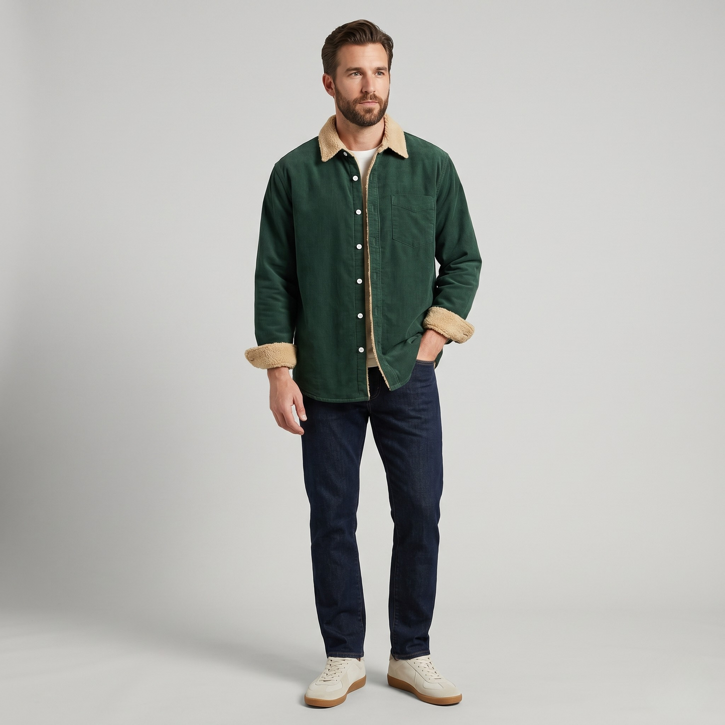 Vibonanza | Heren Fleece Voering Overhemd Groen