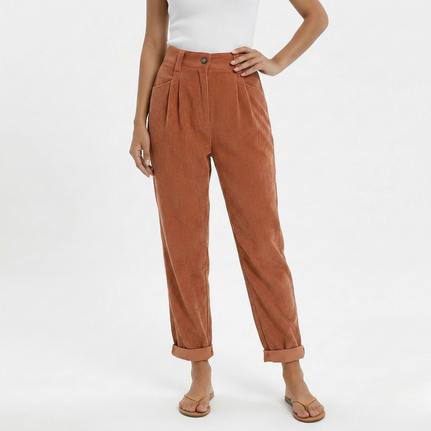 Vibonanza | Vintage Hoge Taille Corduroy Broek