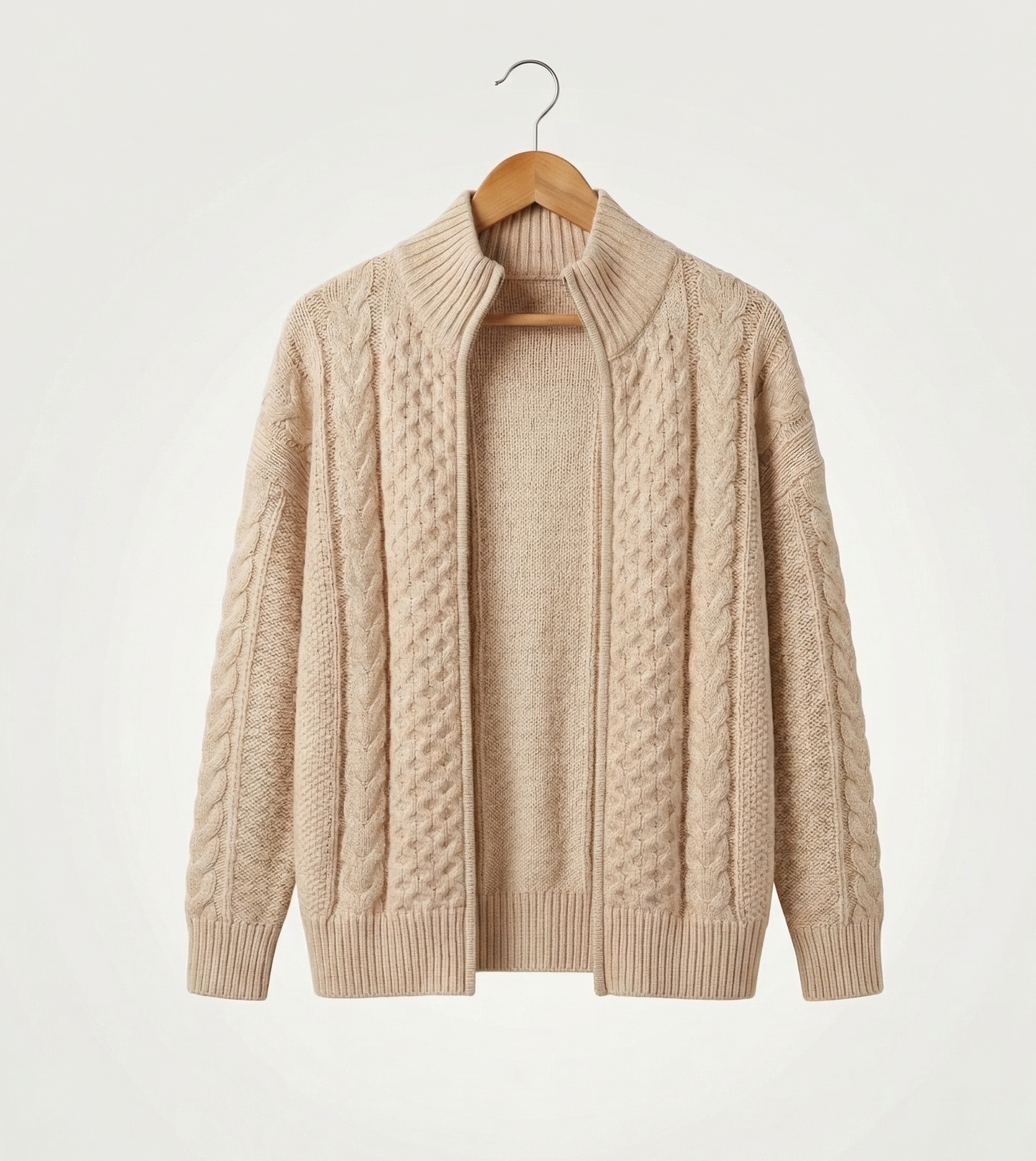 Vibonanza | Lang damesvest met rits in neutraal beige